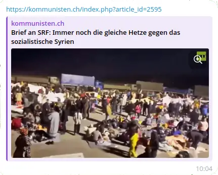 Brief an SRF: Immer noch die gleiche Hetze gegen das sozialistische Syrien